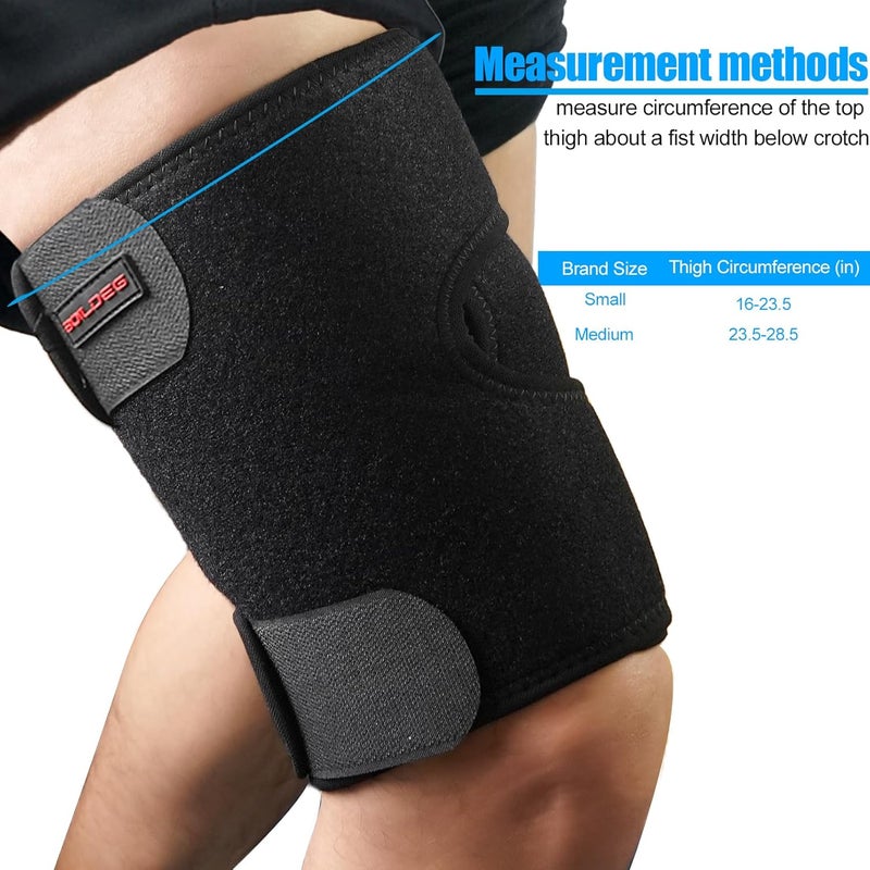 Luwint Youth Small Adult Thigh Hamstring Brace, Adjustable Compression Upper Leg Sleeve Support Wrap for Sprains, Tendinitis, Workout, Pain Relief, Single, Black - Image 5
